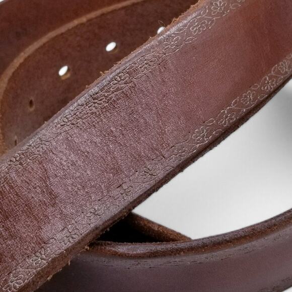 ORCIANI Leather Belt Made in Italy #6911 Brown Gold Embellished Edge EU 90 US 34 - Picture 4 of 11